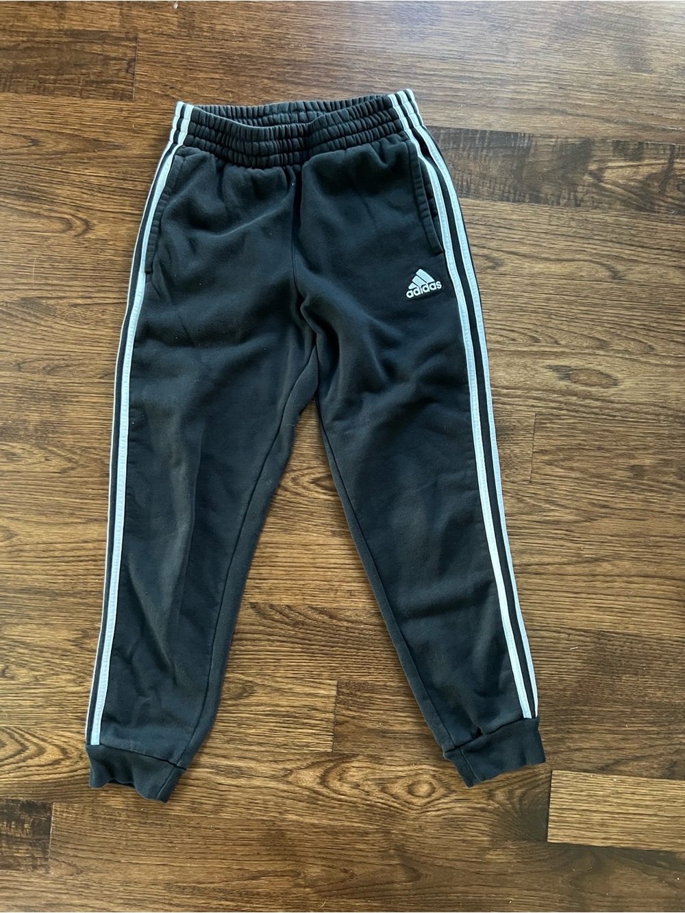 Adidas Black Jogger Sweatpants with White Stripes Youth Medium 10/12